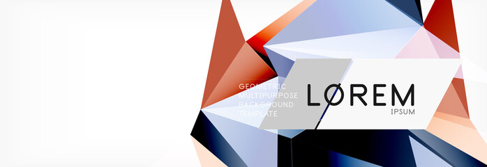 3d card on light backdrop. Abstract triangle pattern. Futuristic geometric background.