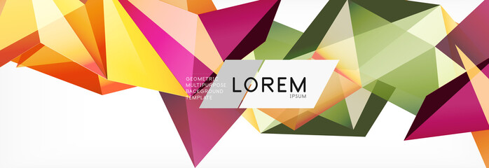 Triangle 3d polygonal art style. Future geometric design. Vector geometry futuristic illustration