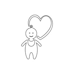 baby and heart icon. Element of cyber security for mobile concept and web apps icon. Thin line icon for website design and development, app development