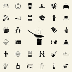 set fire to drugs in a spoon icon. Bad habbits icons universal set for web and mobile