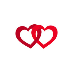 Love Hearts. two hearts connected. vector symbol concept for valentine , couple.
