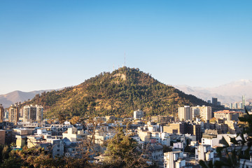 Aerial view of Santiago and San Cristobal Hill - Santiago, Chile