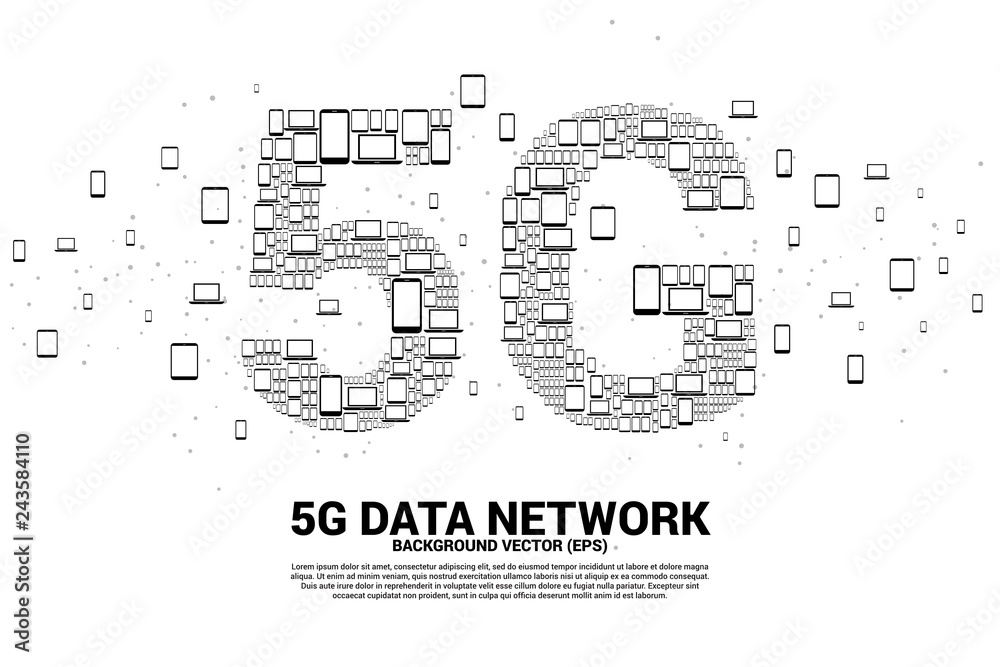 Poster 5g data technology from device icon. concept for mobile telecommunication global network.