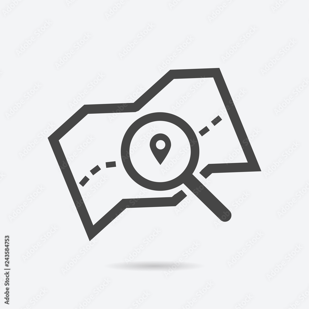Aufkleber Map icon flat style isolated on background. Map sign symbol for web site and app design.