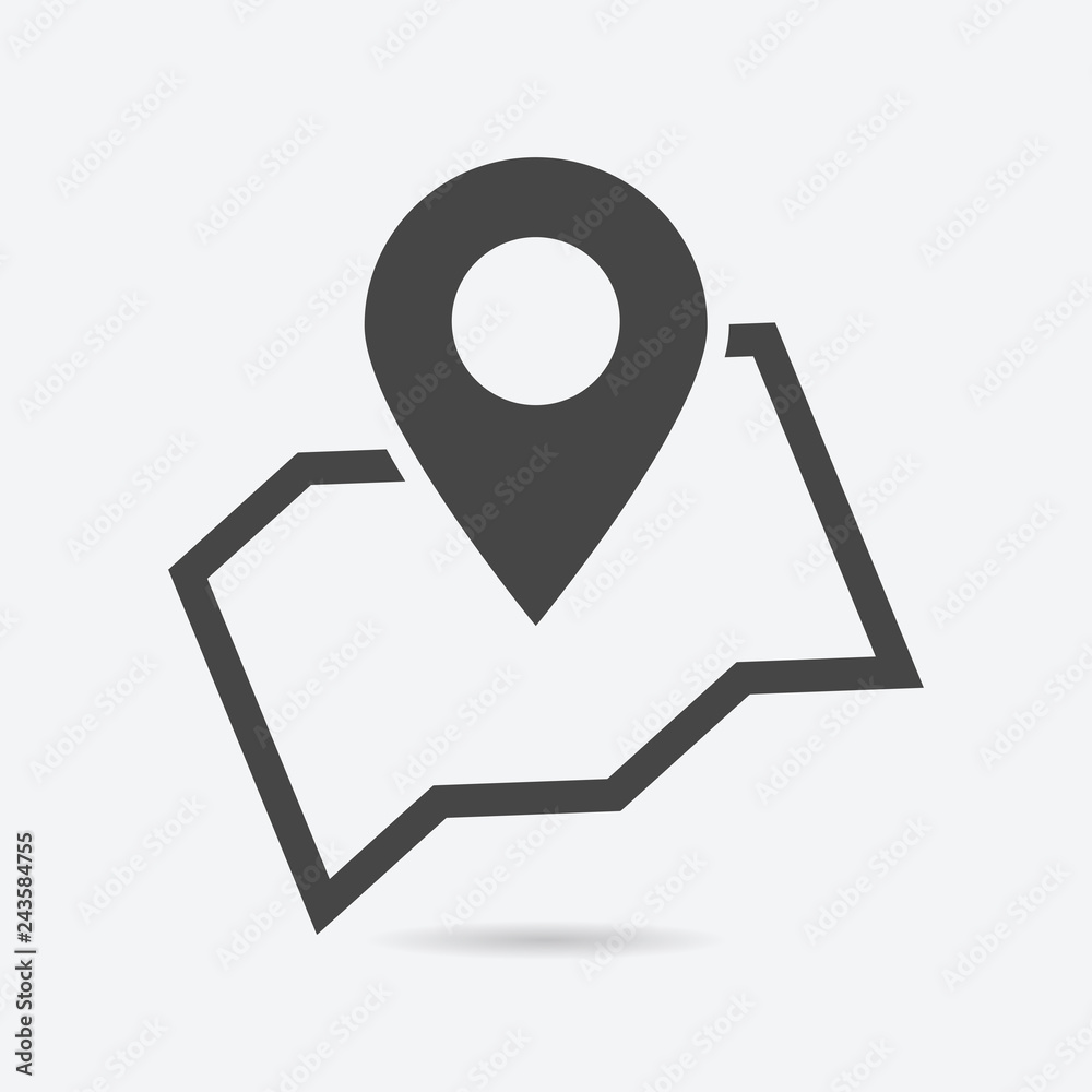 Aufkleber Map icon flat style isolated on background. Map sign symbol for web site and app design.