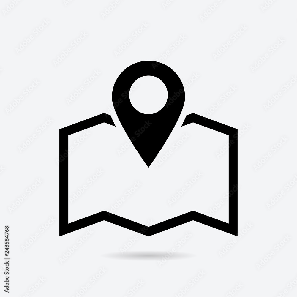 Poster Map icon flat style isolated on background. Map sign symbol for web site and app design.