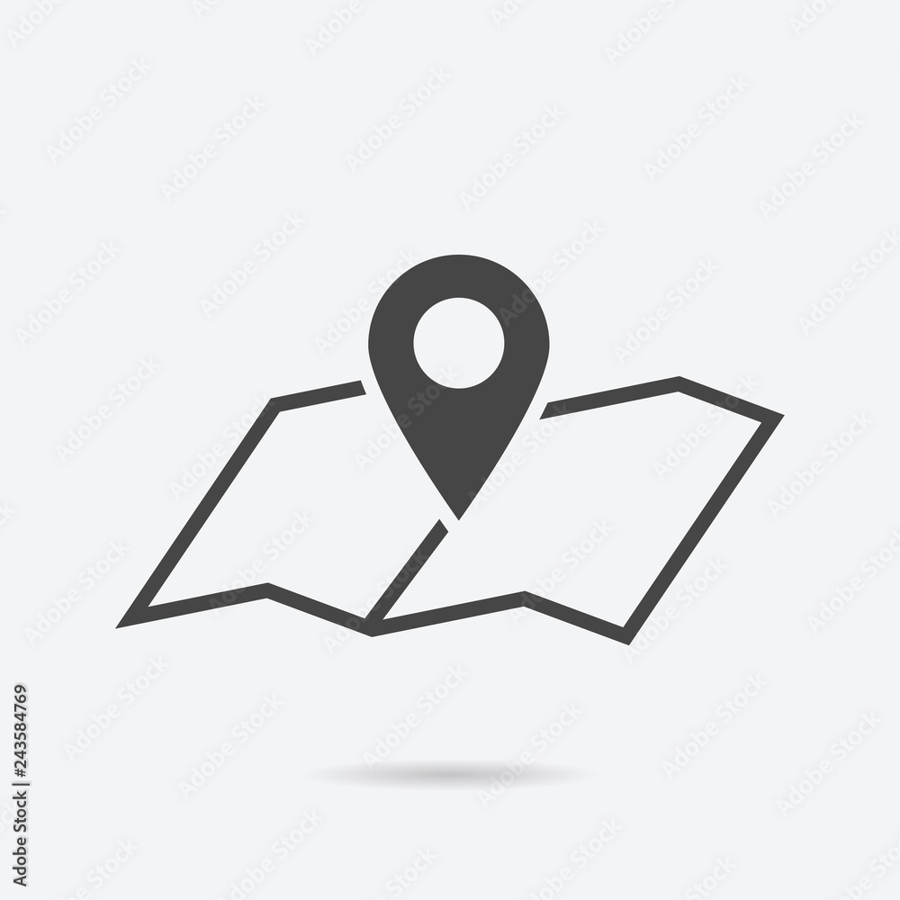 Aufkleber Map icon flat style isolated on background. Map sign symbol for web site and app design.