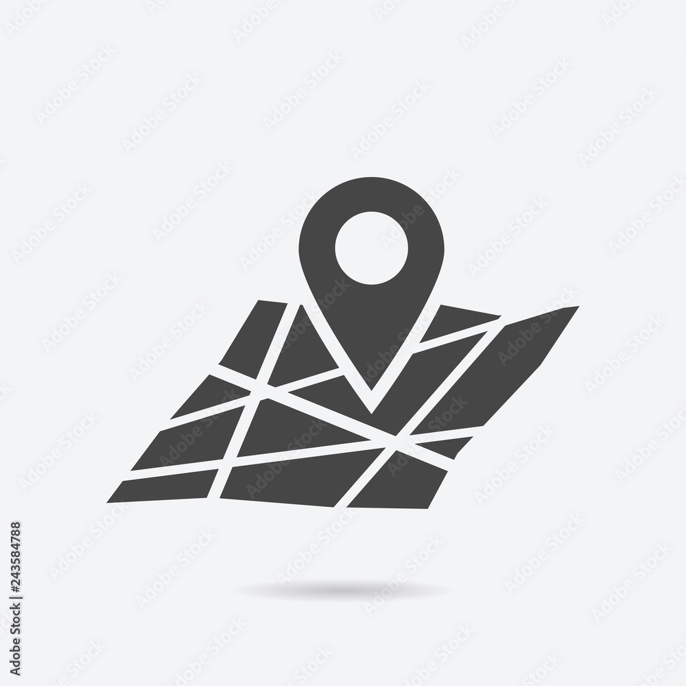 Poster Map icon flat style isolated on background. Map sign symbol for web site and app design.