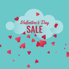 Valentine's Day Sales Banner with Decor Red Hearts. Romantic promotion card and flyer. Vector. 