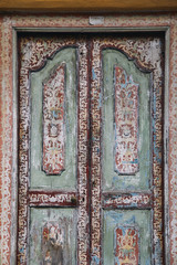 old shabby wooden door. Close up. Texture. Galle, Sri Lanka