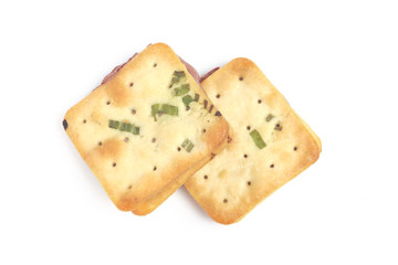 Scallion cookie nougats on white background