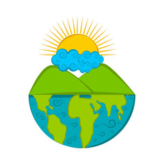 Nature landscape on a half earth. Vector illustration design