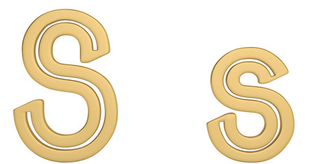 Gold metal s alphabet isolated on white background 3D illustration.
