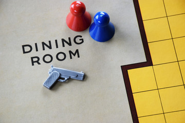 Murder mystery boardgame with weapon