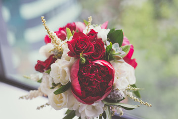 Wedding bouquet red and white