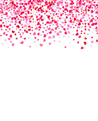 Obraz na płótnie Canvas Happy Valentines Day background with falling hearts confetti for romantic designs.