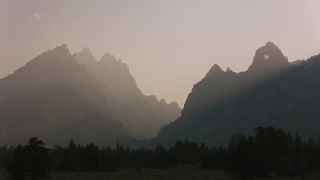 Grand Teton Mountain Range at sunset