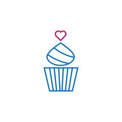 heart, cupcake, sweet, valentine icon. Element of romance for mobile concept and web apps illustration. Thin color line icon for website design and development, app development