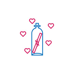 heart, bottle, letter, love icon. Element of romance for mobile concept and web apps illustration. Thin color line icon for website design and development, app development
