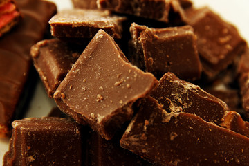 Chocolate background / Chocolate is a usually sweet, brown food preparation of roasted and ground cacao seeds