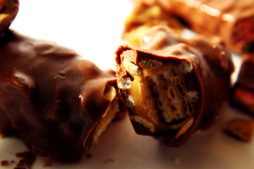 Chocolate background / Chocolate is a usually sweet, brown food preparation of roasted and ground cacao seeds