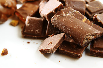 Chocolate background / Chocolate is a usually sweet, brown food preparation of roasted and ground cacao seeds