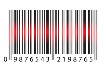 Modern Realistic Simple Barcode With Red Laser Light in Vector Illustration Isolated on White Background. Marketing, Internet Concept, Supermarket Buy, Mobile App Etc Logo barcode illustration.