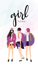 Happ women in many positioning with cute outfit