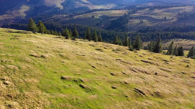 Drone flying above Postalm Austria