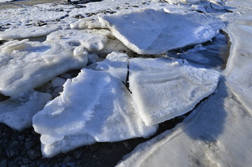 The accumulation of sea ice in the sea