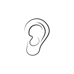 ear, sense, sound, human hand drawn icon