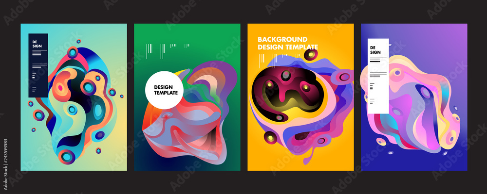 Fototapete printset of modern abstract vector poster background . gradient geometric shapes of different colors