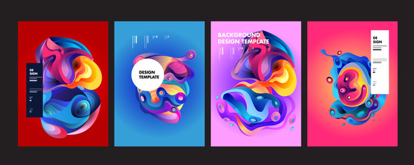 Obraz na płótnie Canvas PrintSet of modern abstract vector poster background . Gradient geometric shapes of different colors in space design style. Template ready for use in web or print design