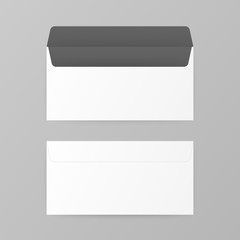 DL Envelopes mockup front and back view. Vector illustration.