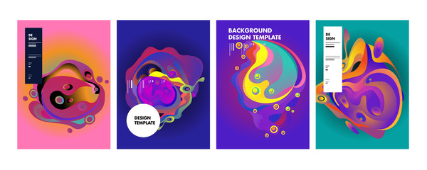 PrintSet of modern abstract vector poster background . Gradient geometric shapes of different colors in space design style. Template ready for use in web or print design