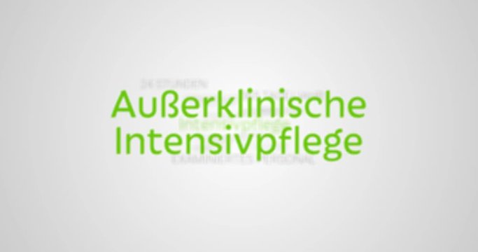 Intro zu den Leistungen der Au&szlig;erklinischen Intensivpflege eines ambulanten Pflegedienstes. Grauer Hintergrund, gr&uuml;ne Schrift