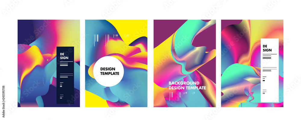 Aufkleber PrintSet of modern abstract vector poster background . Gradient geometric shapes of different colors in space design style. Template ready for use in web or print design