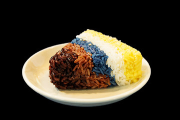 isolated colorful steamed rice berry on plate