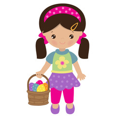 Easter girl vector cartoon illustration
