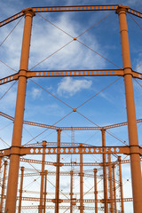 Fototapeta premium The empty natural gas tank towers in Bolton, England.