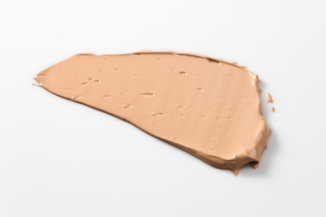 Shades Of Foundation On White Background. Makeup Product Texture.