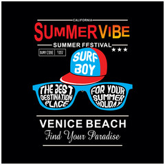 Vector illustration  surf in California Venice beach for t shirt