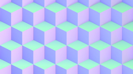 Purple and green cubic pattern. 3d rendering picture.