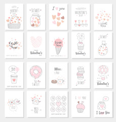 Valentine's Day card set with hand drawn style