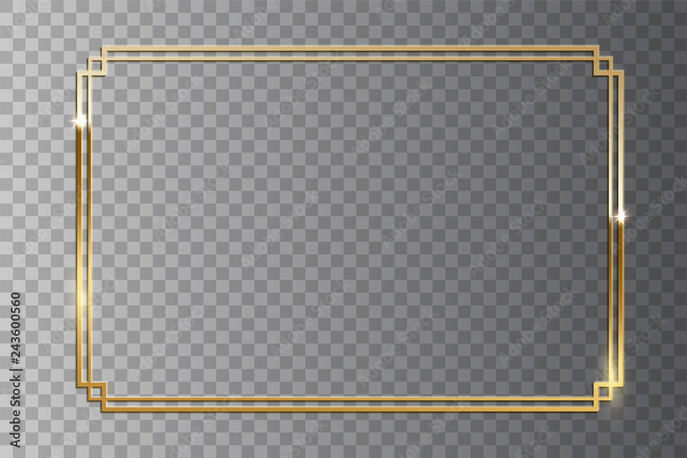 Canvas Prints golden shiny retro frame isolated on transparent background. vector vintage design element.