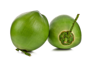 Green coconut fruit isolated on white background
