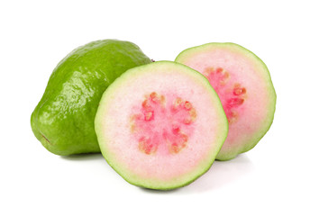 Pink guava fruit isolated on white background