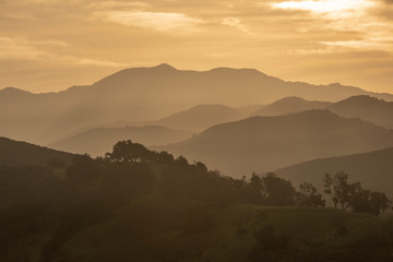 Santa Monica mountains at sunrise near Malibu