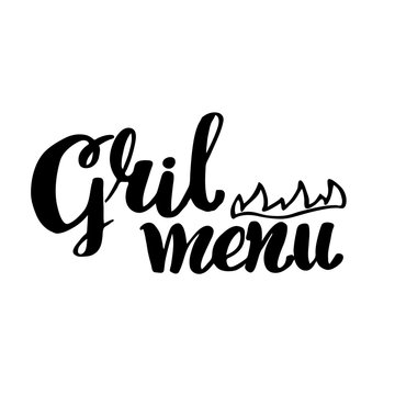 Grill menu logo. Design element for the design of promotional materials. Grill menu design. BBQ vector label isolated.