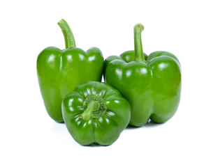  green peppers isolated on white background